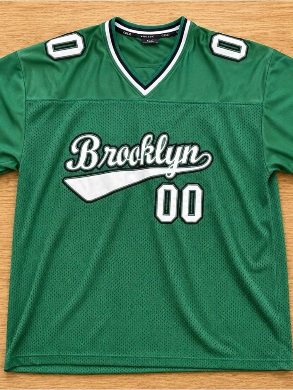 Vintage Brooklyn NY Jersey XL Green #00 Celo Football Streetwear Hip Hop Style